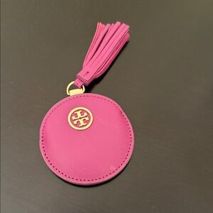Tory Burch Hot Pink Leather Tassel pocket mirror